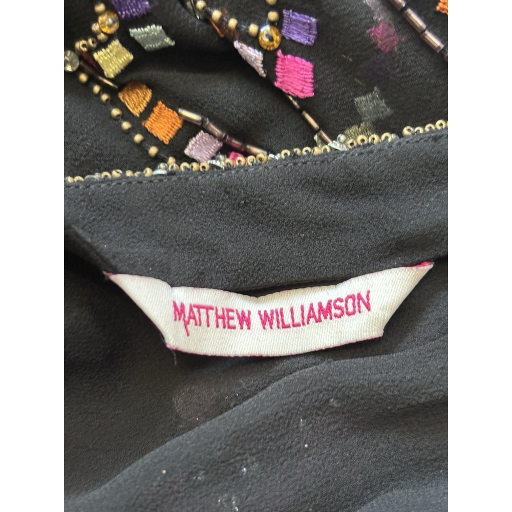RARE Matthew Williamson Black Silk Sequin And Beaded Embellished Halter Top - Picture 7 of 9